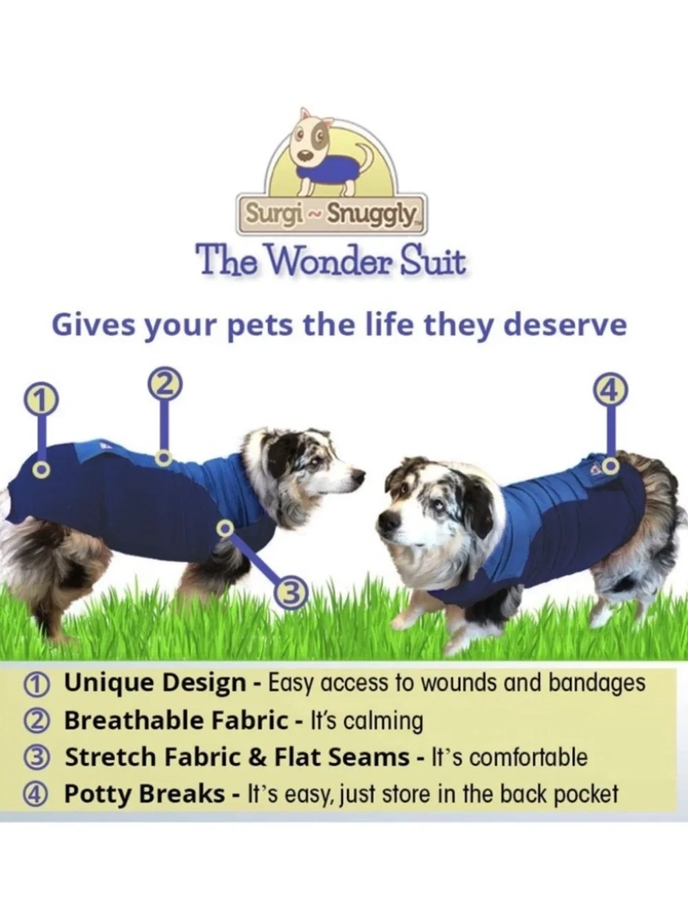 🐾Surgi-Suit Dog Surgical Recovery Suit Onesie Cone Alternative Size LL (45-60lbs
